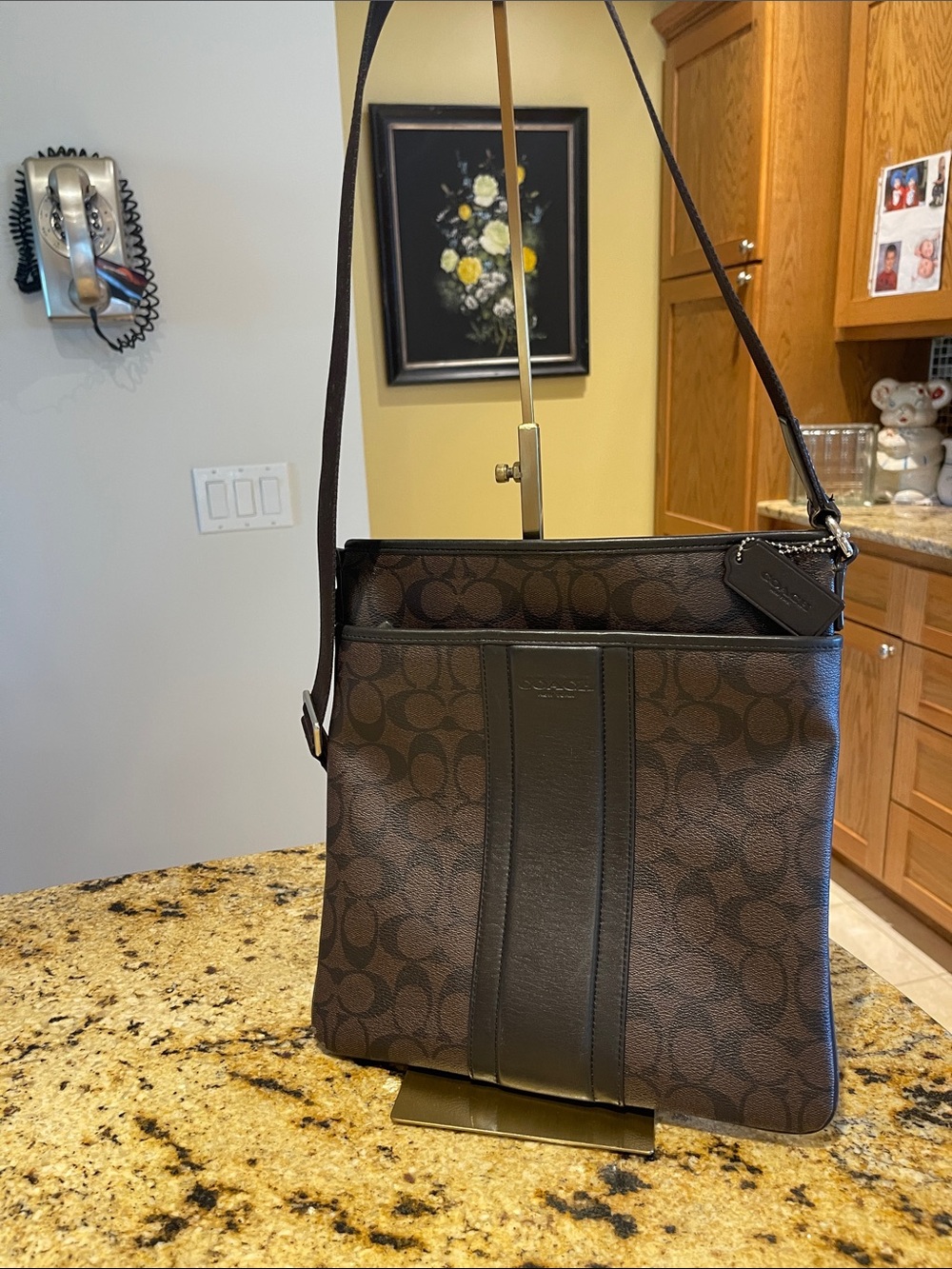 Coach Signature Crossbody in Brown with Dark Trim for Men or Women